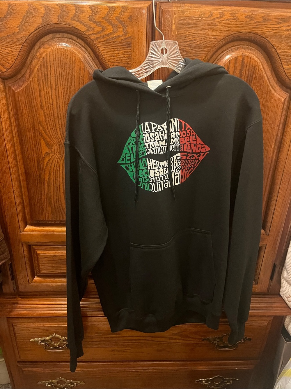 Black Hoodie with Tricolor Graphic